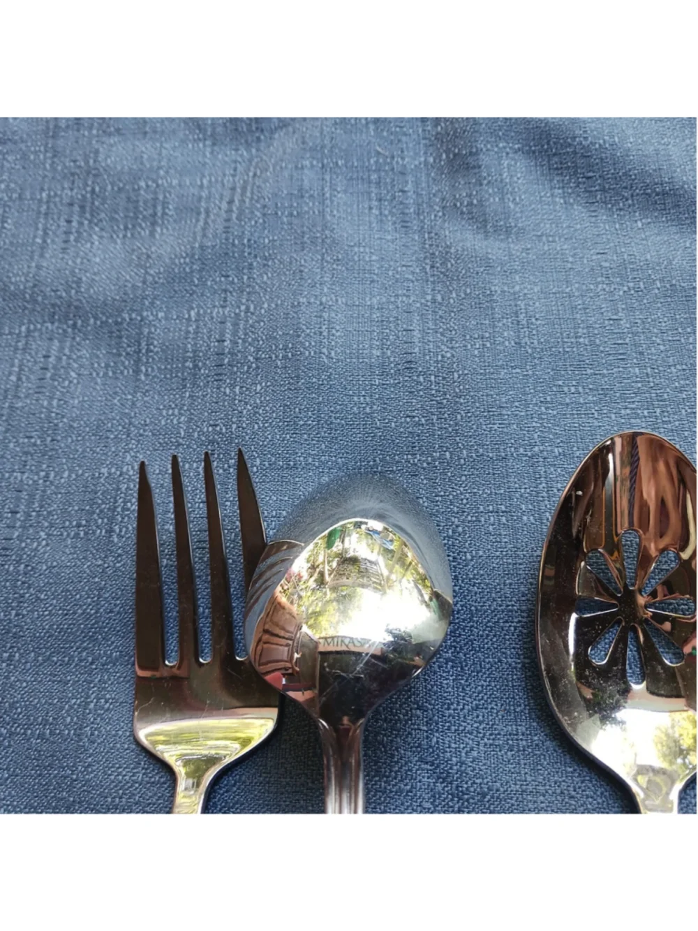 Lot of 3 Tatum Frost by Mikasa Serving Fork Spoons Stainless Steel Frost Center